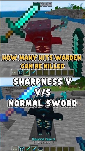 Sharpness 5 vs Normal Sword ⚔️| How Many Hits to Kill Warden?🤯#Minecraft#Gaming #MinecraftChallenge