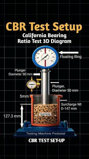CBR Test Setup Explained | California Bearing Ratio Test 3D Diagram | Soil Test in Civil Engineering
