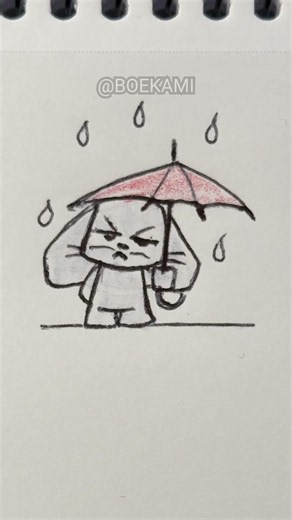 How to draw a SAD BUNNY in the rain! 🐰🌧️ #drawing #kawaii
