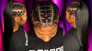 Important Links to purchase my products, to book an appointment online and links to my other social network platforms: linktr.ee/KiaStylez Products Used: Small Black Rubber Bands Black Wig Stocking Cap Salon Pro Argan Oil Wonder Wrap Hair Pins (to secure the braids for the mold) LocNgel (for the braids) KiaStylez Sleek Mist (for the criss cross design) KiaStylez Shine Spray Generic Products Hair Spray KeraCare Wax Stick (to blend her hair with the weave) Babyliss Flat Iron#stitch #stitchbraids #