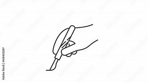 Surgery icon animation. Animated line hand with scalpel making cut incision. Surgical instrument. Medical procedure. Loop HD video with alpha channel, transparent background. Outline motion graphic vídeo de Stock