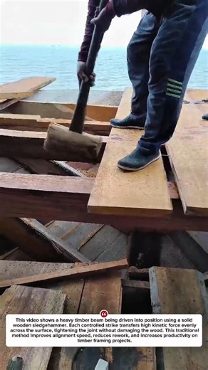 Powerful Timber Beam Installation Using Wooden Sledgehammer | Carpentry Shorts USA