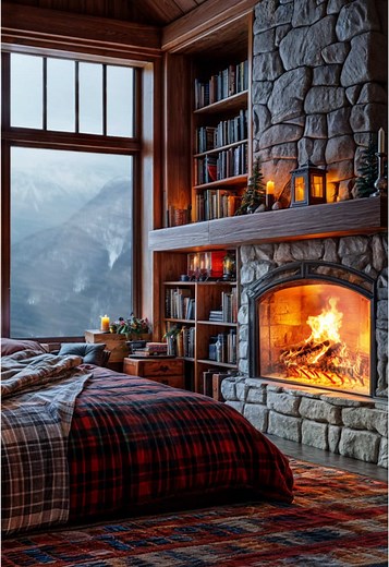 Cozy Cabin Ambience: Relaxing Fireplace in a Blizzard