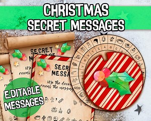 Secret Christmas Message. Cipher Wheel With Editable Message . Make Secret Treasure Hunt Clues. Edit Easily in Canva. - Etsy