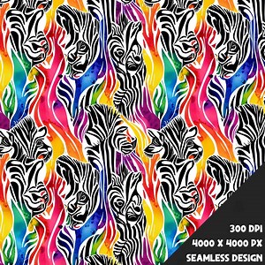 Rainbow Zebra Watercolor Effect | Seamless Pattern Digital Download for Sublimation, Fabric, Stickers & Crafts - Clothing Design - Etsy Canada