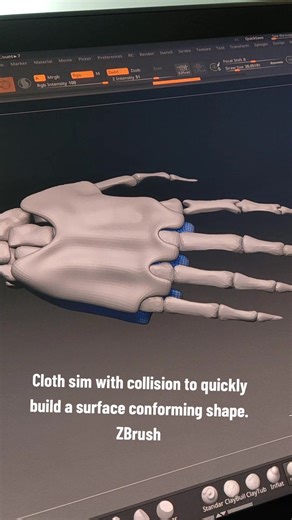 Build volumes in your model quickly using the cloth simulation tools. #zbrush #3d #3dmodeling #blender #c4d #houdini #vfx