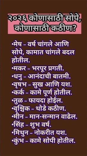 २०२६ कोणासाठी सोपे, कोणासाठी कठीण? #shorts