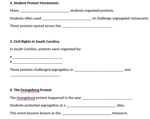 Student Protest Movements Many _ students organized protests. S... | Filo