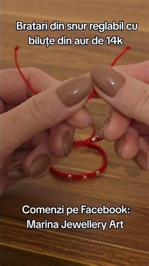 Bratari din snur reglabil cu bilute din aur de 14k. Comenzi pe Facebook v Marina Jewellery Art #14kt