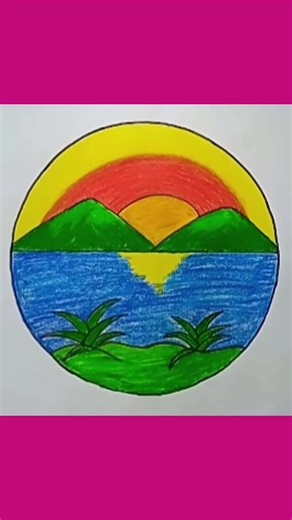 Easy Circle Scenery Drawing Tutorial