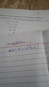 Find two consecutive numbers whose sum is 79. Also, solve the... | Filo