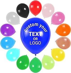 Custom Print Latex Balloons, 12-Inch Advertising Balloons with Logo & Text, Personalized for Birthday, Wedding, Business Event, Party Decor – 2.8g (100 Pcs)