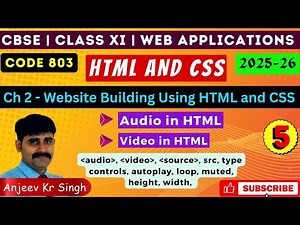 Class 11 Web Applications | HTML Audio & Video Tags with Source & Attributes | Code 803 CBSE