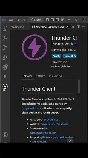 Thunder Client : API testing VSCode . #javascript #coding #programming #vscode