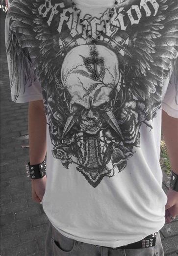 Explore Affliction Holdings' White Tee Inspiration