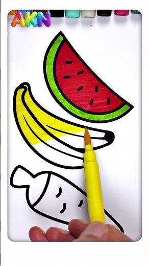 Fruits Coloring 🍉🍌🥕 | Learn Colors Fast! 🌈#shorts