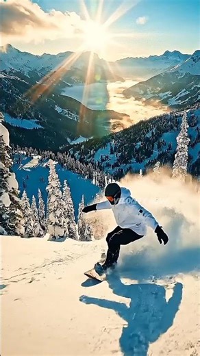 Riding the Perfect Powder Line at Golden Hour