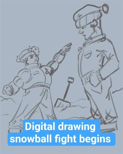 digital drawing Time-lapse snowball fight sketch Time-lapse ##digitalart #art #timelapse