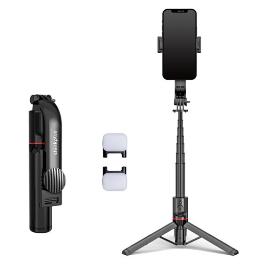 [$14.74] Lenovo Thinkplus H11L Premium Edition Aluminum Alloy Bluetooth Selfie Stick with Dual Fill Lights, 1.1m(Black)