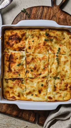 Mushroom and sausage forest lasagna that’s pure comfort