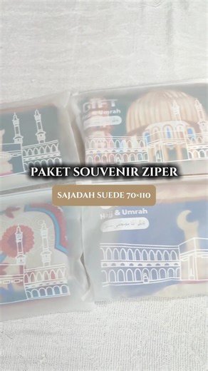paket souvenir ziper sajadah suede 70×110#fypage #viralvideo #oleholehhaji #sajadah