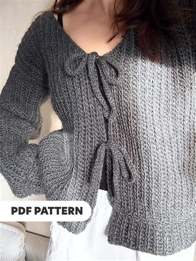 Chunky Front-tie Cardigan PDF Crochet Pattern | Made-to-measure | Digital Download - Etsy