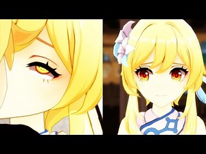 Lumine Reaction to seeing Kiss 😭 - Genshin Impact Animation