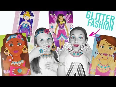 Glitter Fashion Faces and Party Dresses With Jewelry! Princess Sticker Face | Easy Kids Crafts