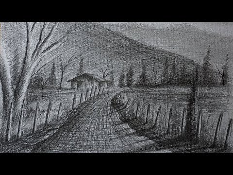Cómo Dibujar un Paisaje Rural a Lápiz FÁCIL - Paso a Paso