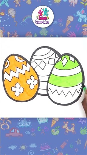 ✏️Colorful Eggs Drawing🐰 Chiki Doodle #shorts #howtodraw