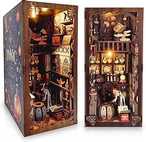 DIY Book Nook Kit, with Magic Trick eBook, Mallet, 308 Pcs Advanced Model, Led Light & More, Book Nook Kit, Crafts for Adults & Teens, Wood 3D Puzzle Book Nook Kits for Adults, Ages Over 14, Booknook
