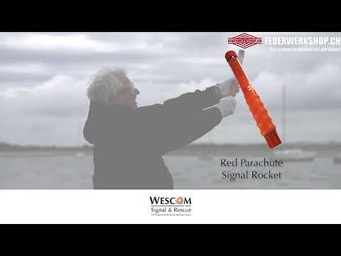 Fallschirm-Signalrakete mit rotem Signalstern