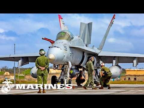 U.S. Marine Corps F/A-18 Hornets during military exercises in Guam