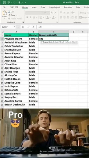 How to add Mr. and Mrs. in excel 😱 #excel #office #spreadsheet