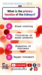 2K views · 64 reactions | What is the primary function of the kidneys? #nurses #doctors #nursing #medical #nurseexam #NCLEX #nursingstudent #medicalstudent #fbreels #fypシ゚ @hightlight @followers @everyone | Nursing Reference Cards | Facebook