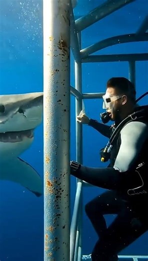 Great White Shark Attacks Diver Cage! 🦈 | Terrifying Close Encounter