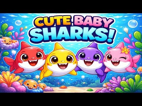 Cute Baby Sharks 🦈 | Red, Yellow, Purple & Pink Sharks Fun Cartoon for Kids