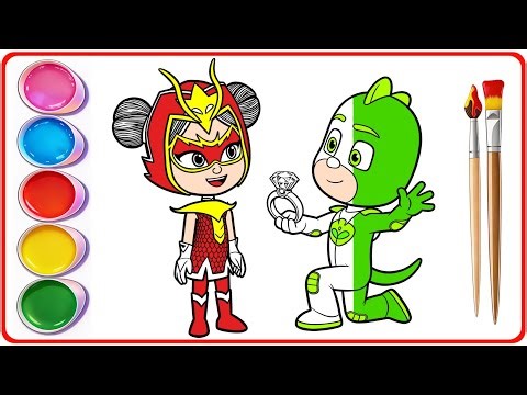 PJ Masks Love Story: Gekko Proposing to An Yu! | PJ Masks Drawing and Coloring Pages
