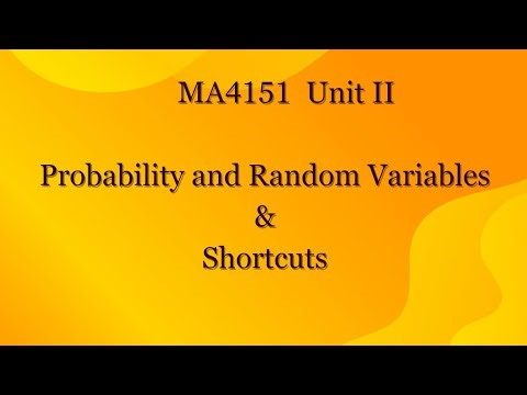 MA4151 - Unit II Probability and Random Variables Exam Preparation & Important Topics