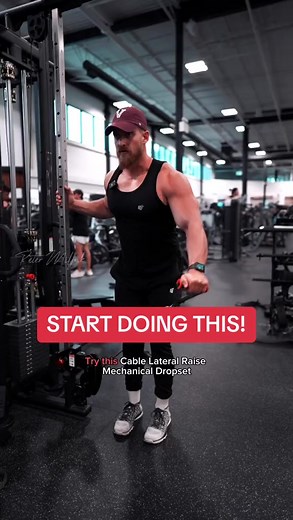 43K views · 612 reactions | Cable Lateral Raise (Mechanical Dropset) - Treat this as you would a regular Dropset where you will take minimal rest in between each "drop"/position. Perform each set with perfect form, working through the entire range, but place emphasis on each part of the range that you're working by controlling every rep and eccentric! Remember, as you raise raise out and away. - #gymtiktok #GymTok #shoulderworkout #lateralraise #shoulderday #gymtips | Petermiljak | Facebook