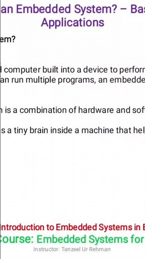 Lecture 1.1 What is an Embedded System – Basics and Real-World Applications