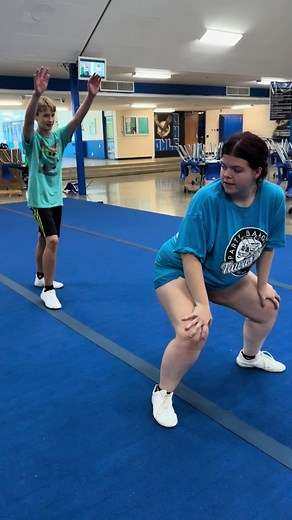 Pretty good for a first time and not really knowing what theyre doing. #cheerstunts #cheerleading #tumbling #cartwheel #shouldersit