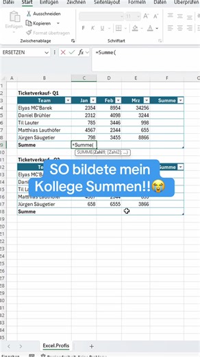 Summe richtig bilden #excel