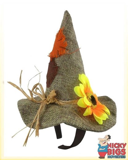 Womens Mini Scarecrow Hat on Headband Faux Straw Kit Halloween Costume Accessory