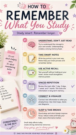 🧠 How to Remember What You Study (6 Proven Study Tips)#StudyTips #StudyHabits #StudentLife