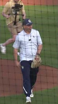 Scott Cross throws out first pitch for Yellow Jackets