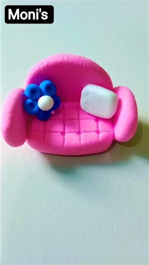 How to make a pink sofa for home decoration with clay 🛋️ #decocraft #sofa #clay #shorts #viral