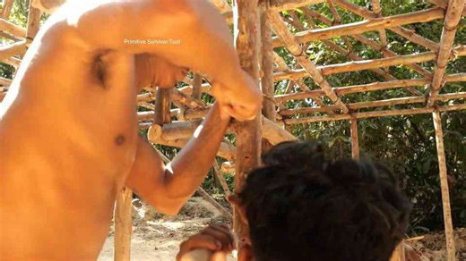 Watch these primitives push through 100 days of fatigue to finish a two-level shelter