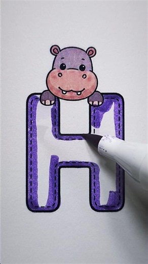 Learn Letter H Coloring & Tracing 🔤🎨 | Easy Alphabet Drawing for Kids #art #colorfulletters #shorts