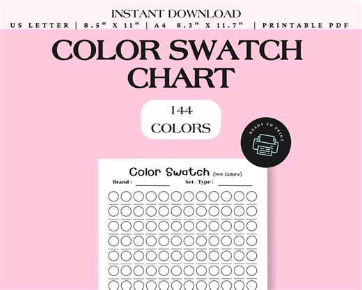 Color Swatch Chart Printable – Blank Color Palette for Artists – 144 Colors (PDF) - Etsy